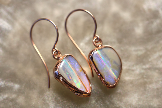Boulder Opal and 9ct Gold Earrings