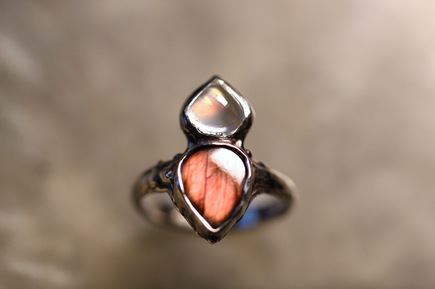 Moonstone, Labradorite and Sterling Silver Ring