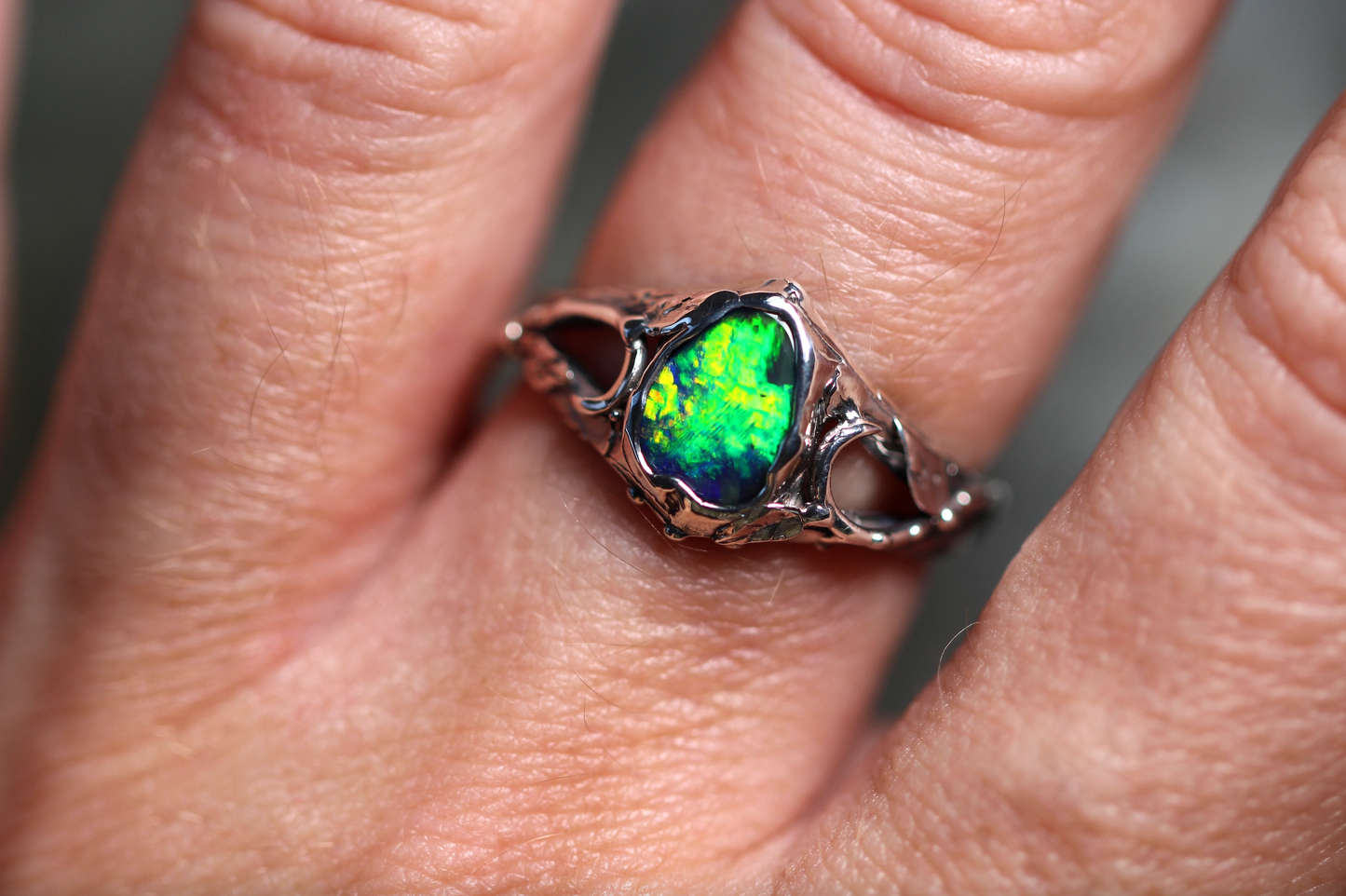 Boulder Opal and Sterling Silver Ring