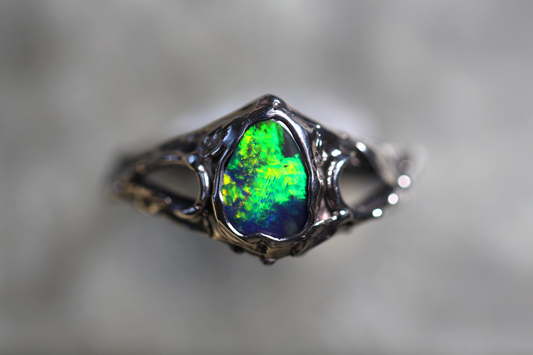 Boulder Opal and Sterling Silver Ring