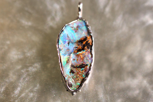 Boulder Opal and Sterling Silver Pendant