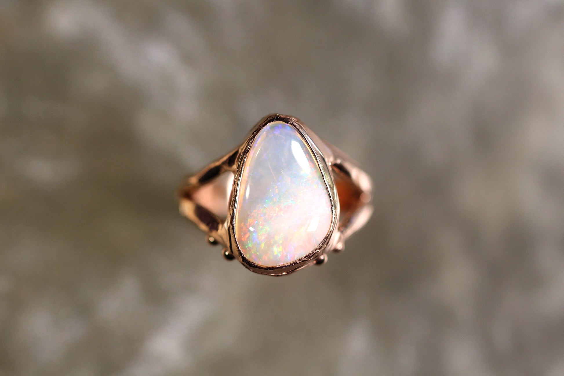 Coober Pedy Opal and Solid 9ct Rose Gold Ring