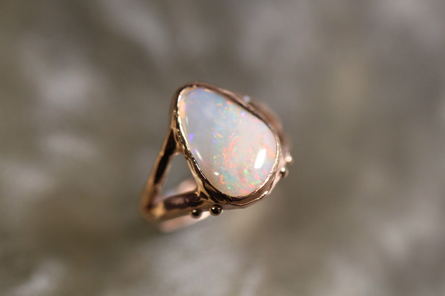 Coober Pedy Opal and Solid 9ct Rose Gold Ring