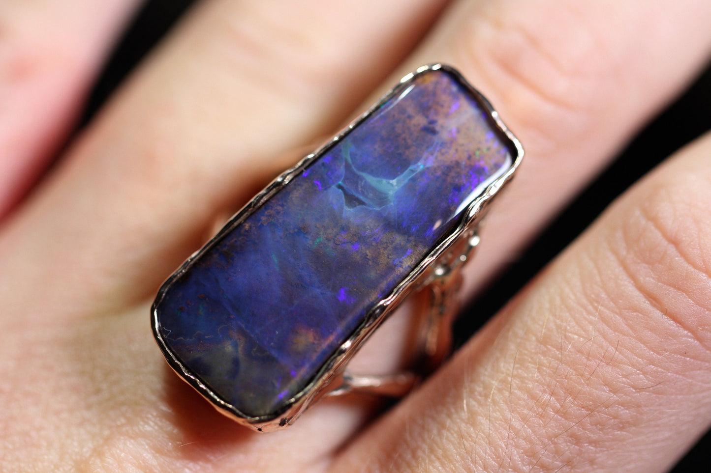 Boulder Opal and Solid 9ct Rose Gold Ring