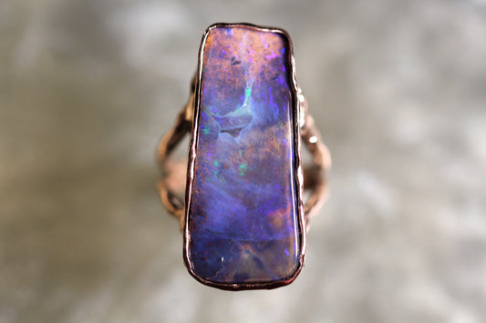 Boulder Opal and Solid 9ct Rose Gold Ring