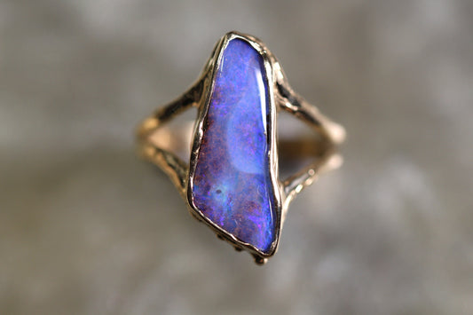 Boulder Opal and Solid 9ct Yellow Gold Ring