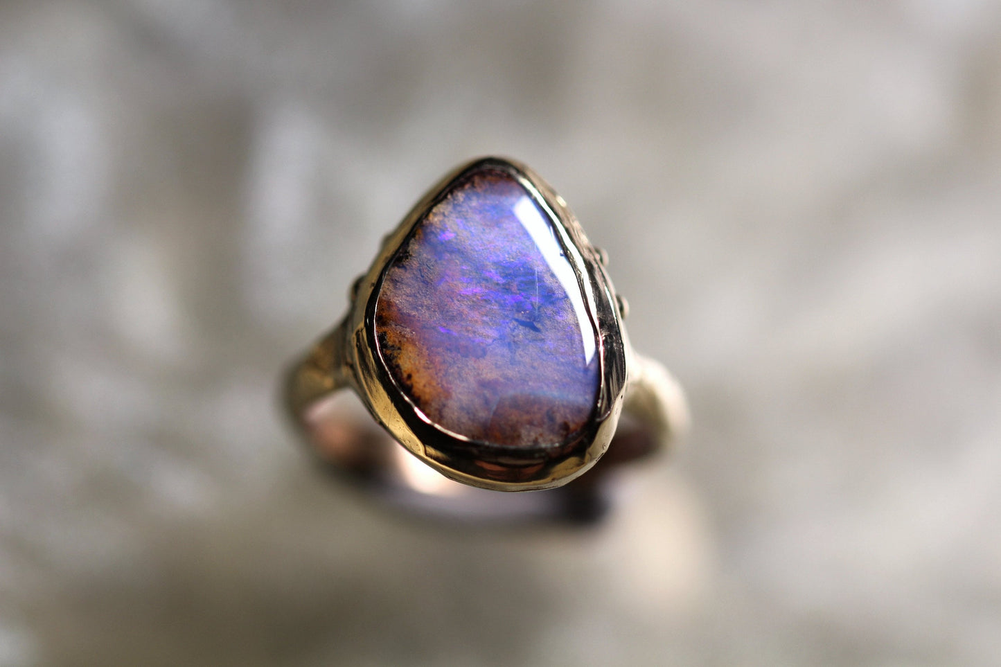 Boulder Opal and Solid 9ct Yellow Gold Ring