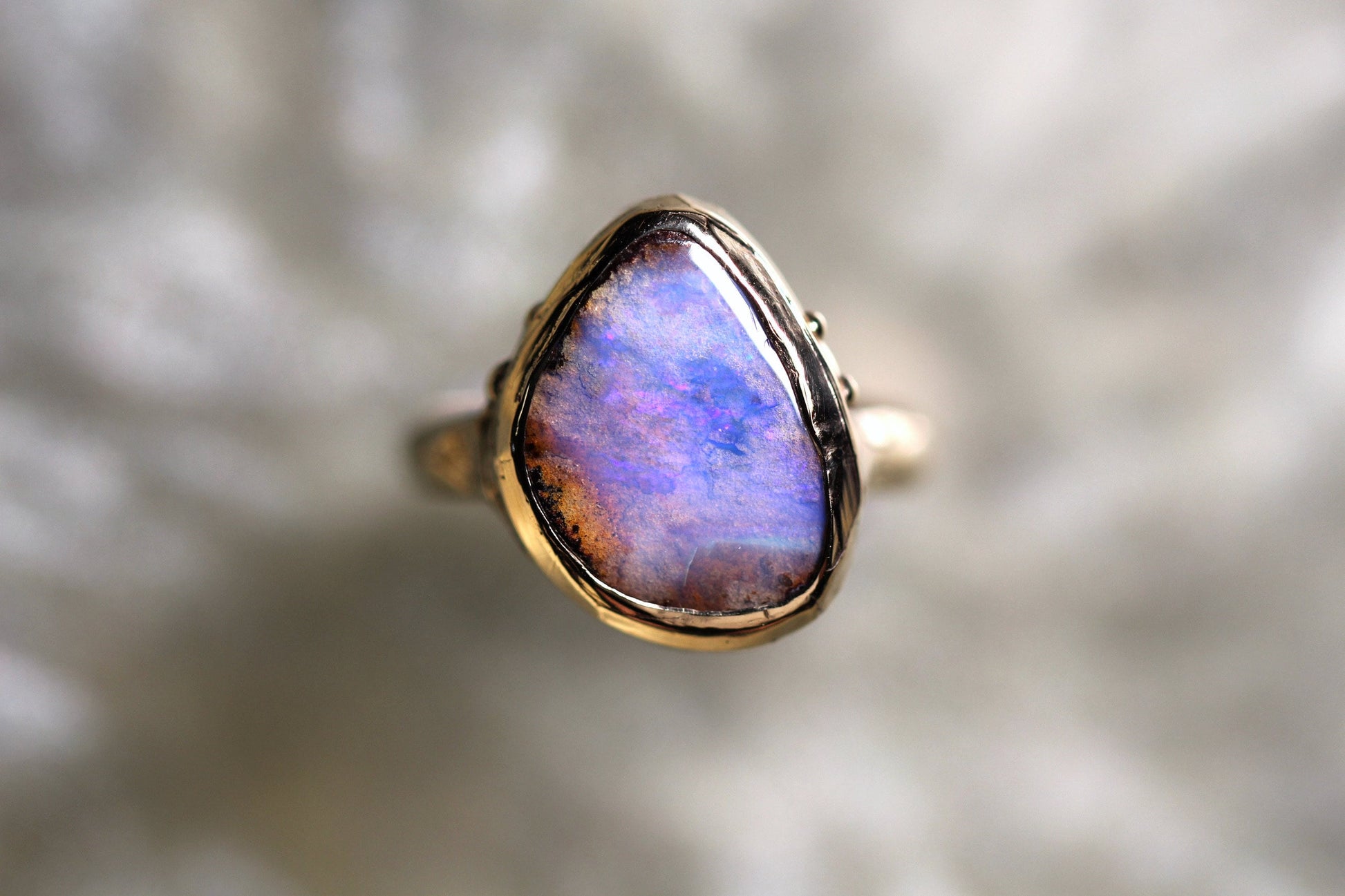 Boulder Opal and Solid 9ct Yellow Gold Ring