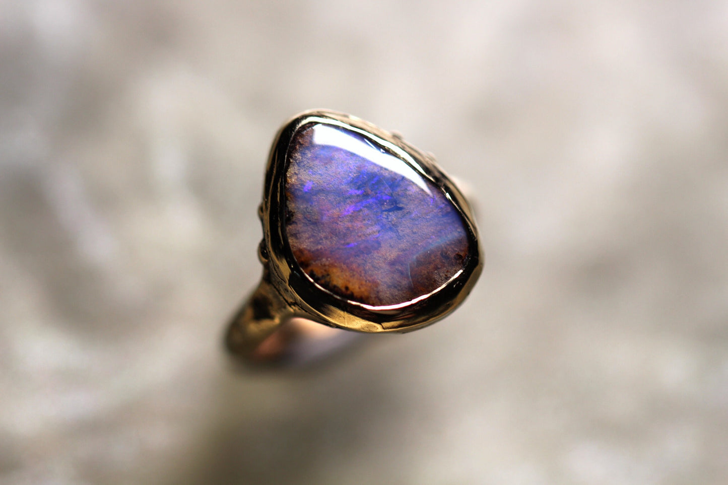 Boulder Opal and Solid 9ct Yellow Gold Ring