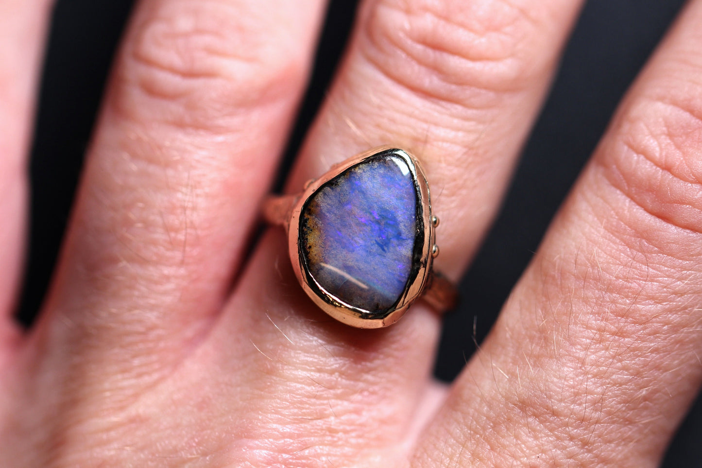 Boulder Opal and Solid 9ct Yellow Gold Ring