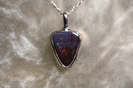 Boulder Opal and Sterling Silver Pendant