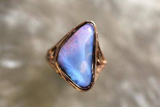 Boulder Opal and Solid 9ct Rose Gold Ring