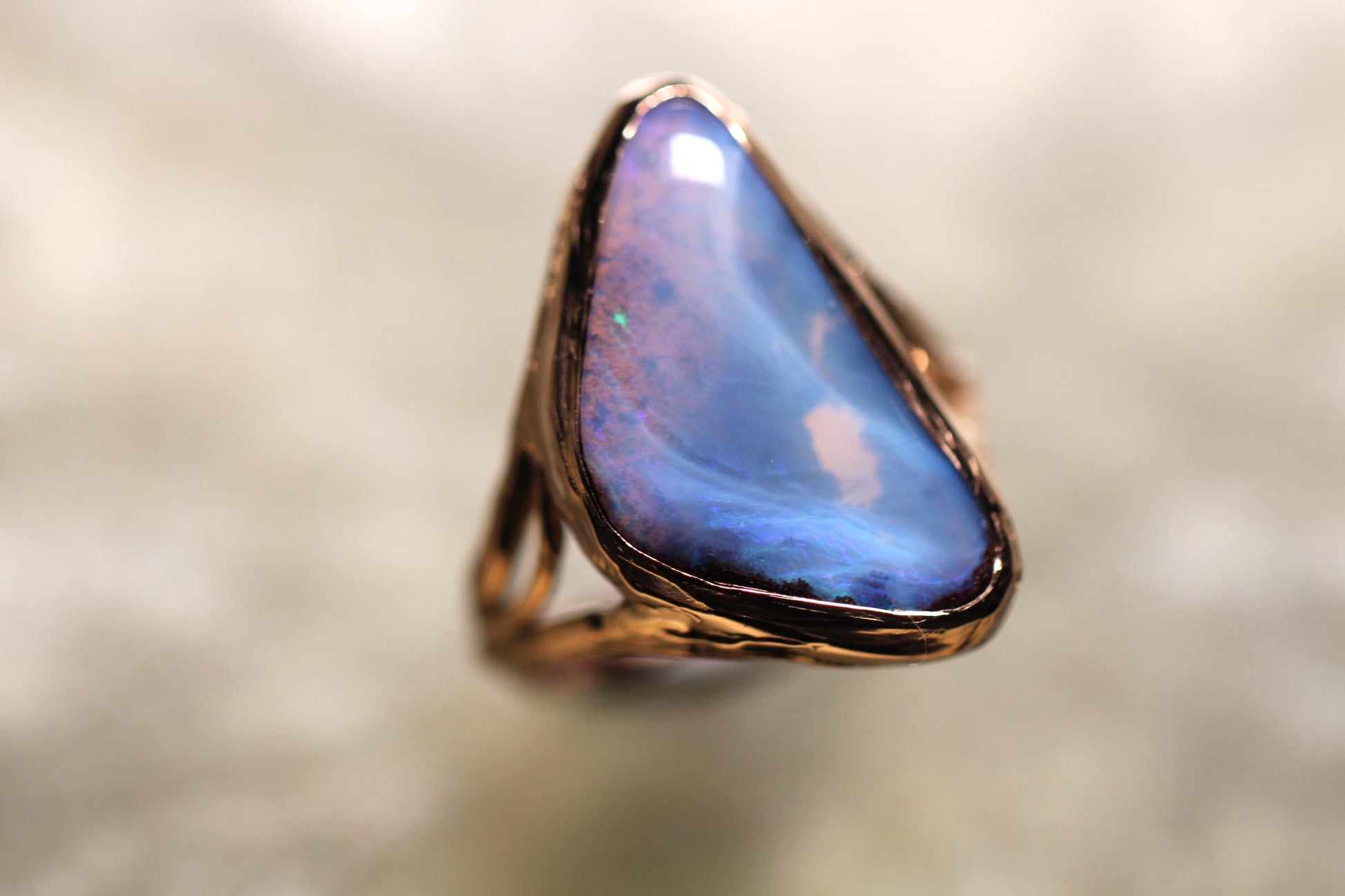 Boulder Opal and Solid 9ct Rose Gold Ring