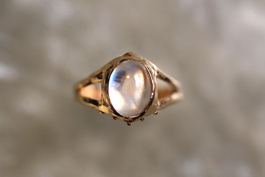 Moonstone and Solid 9ct Yellow Gold Ring