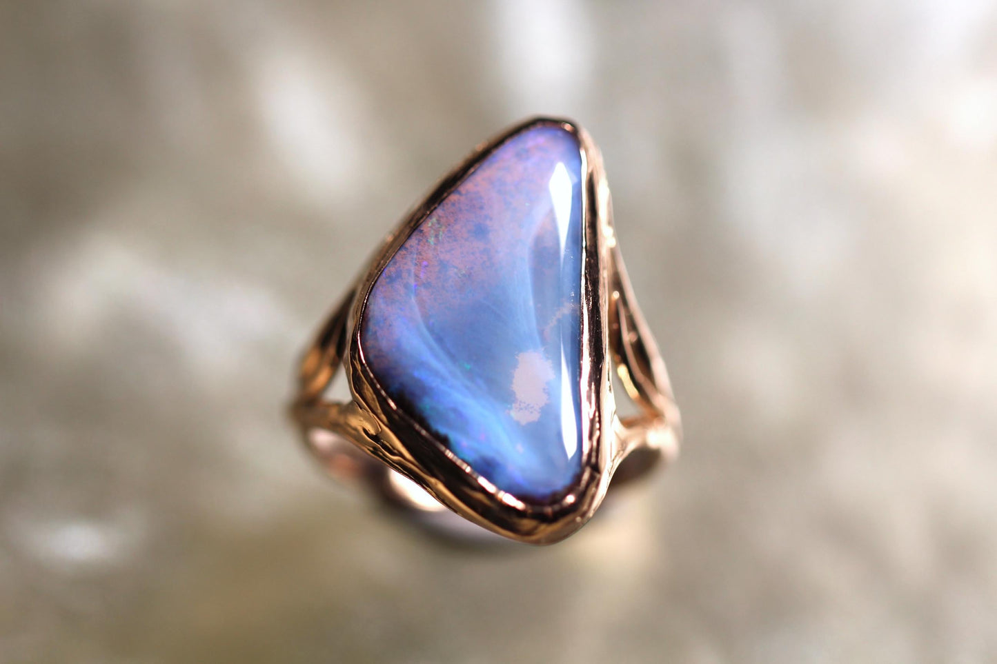 Boulder Opal and Solid 9ct Rose Gold Ring