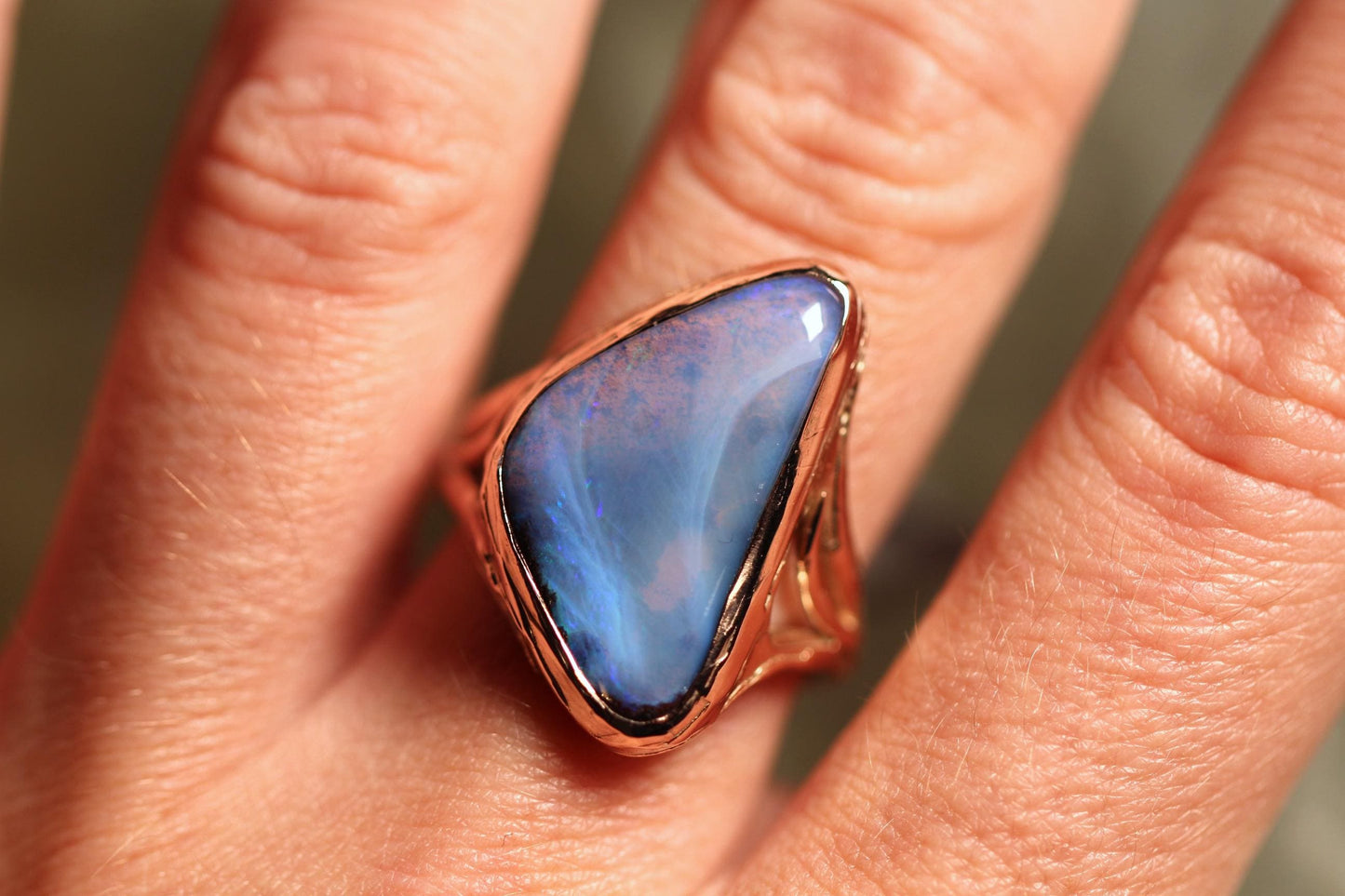 Boulder Opal and Solid 9ct Rose Gold Ring