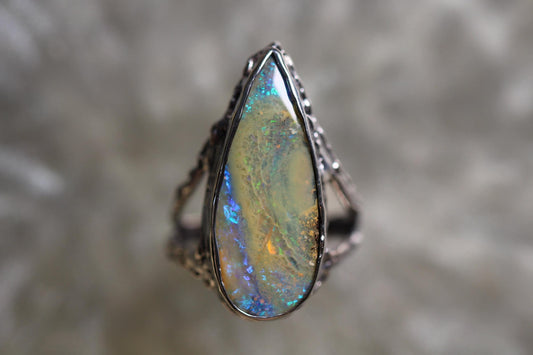 Boulder Opal and Sterling Silver Ring