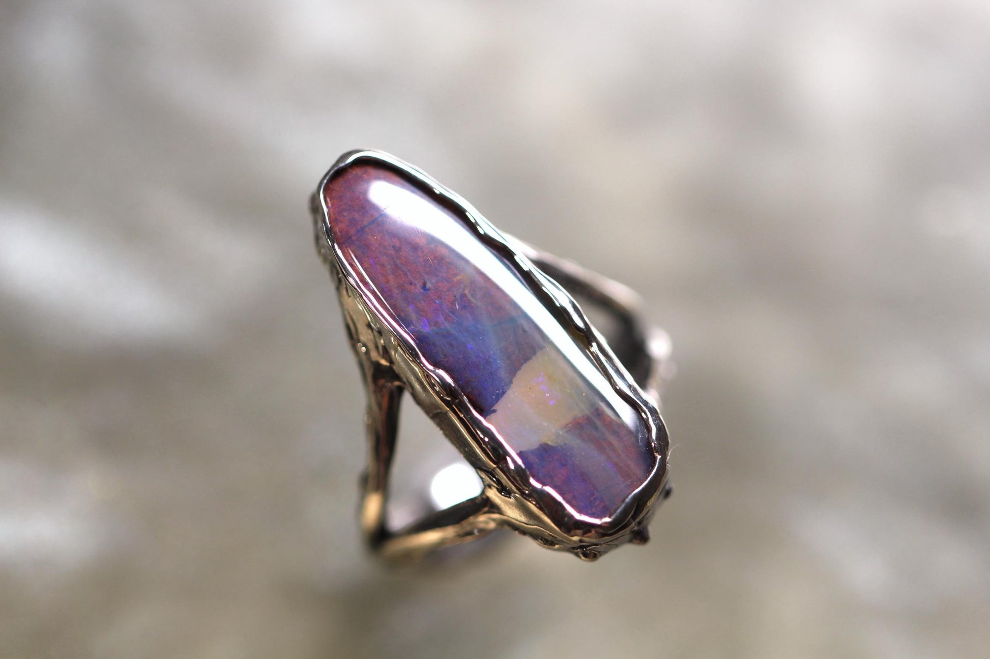 Boulder Opal and Sterling Silver Ring