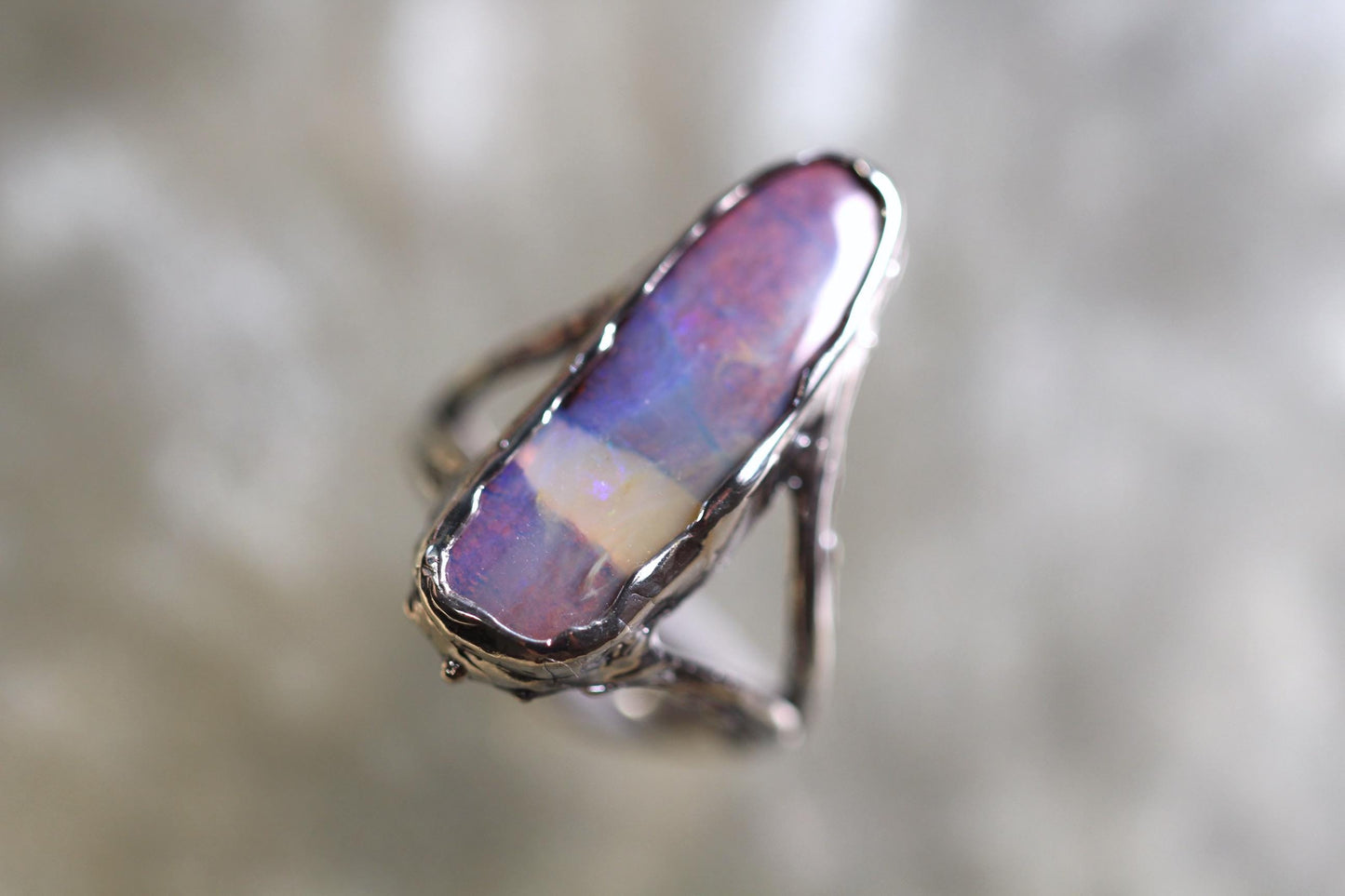 Boulder Opal and Sterling Silver Ring