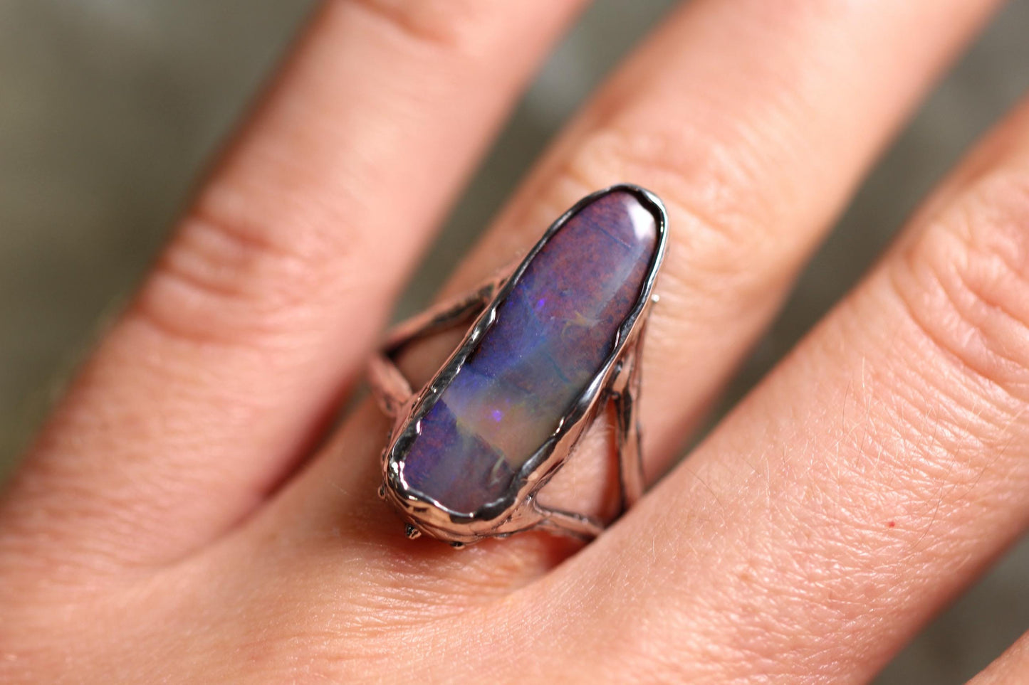 Boulder Opal and Sterling Silver Ring