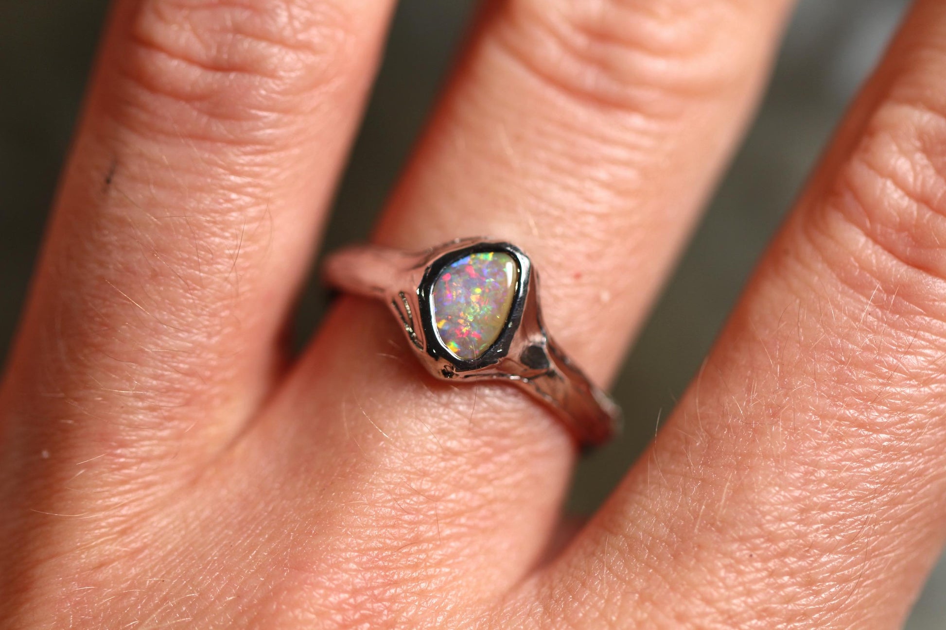 Boulder Opal and Sterling Silver Ring