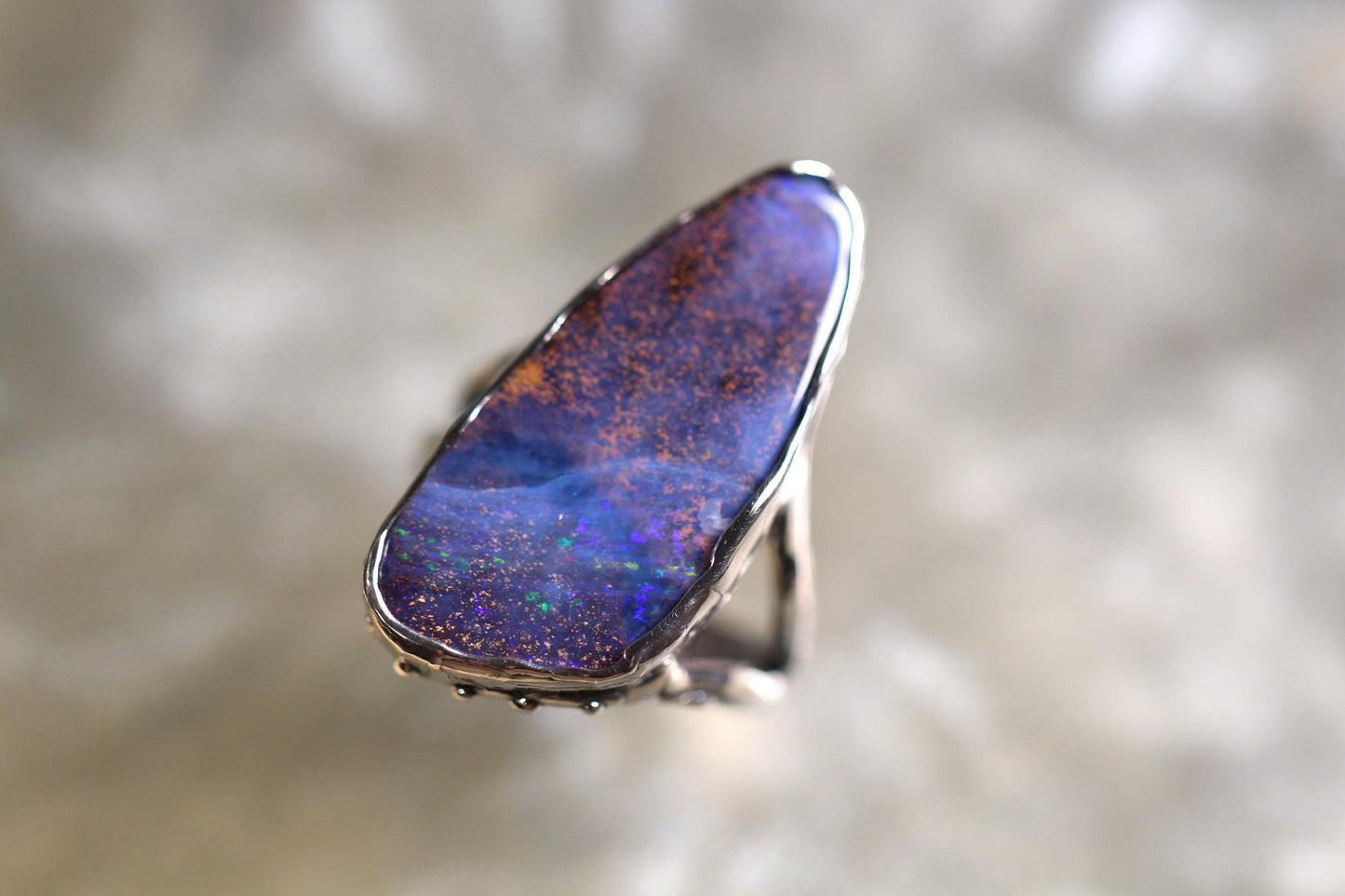 Boulder Opal and Sterling Silver Ring