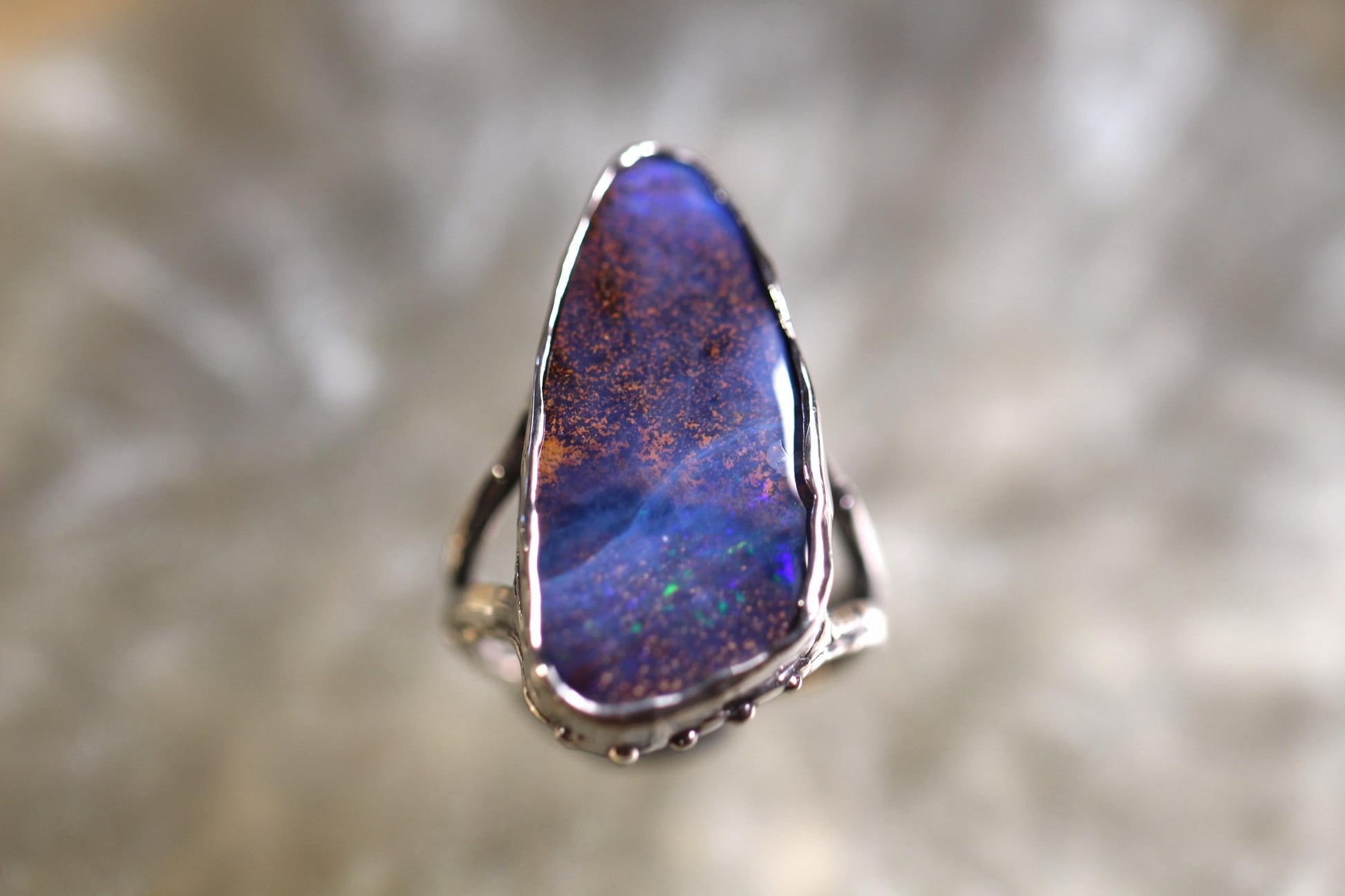 Boulder Opal and Sterling Silver Ring