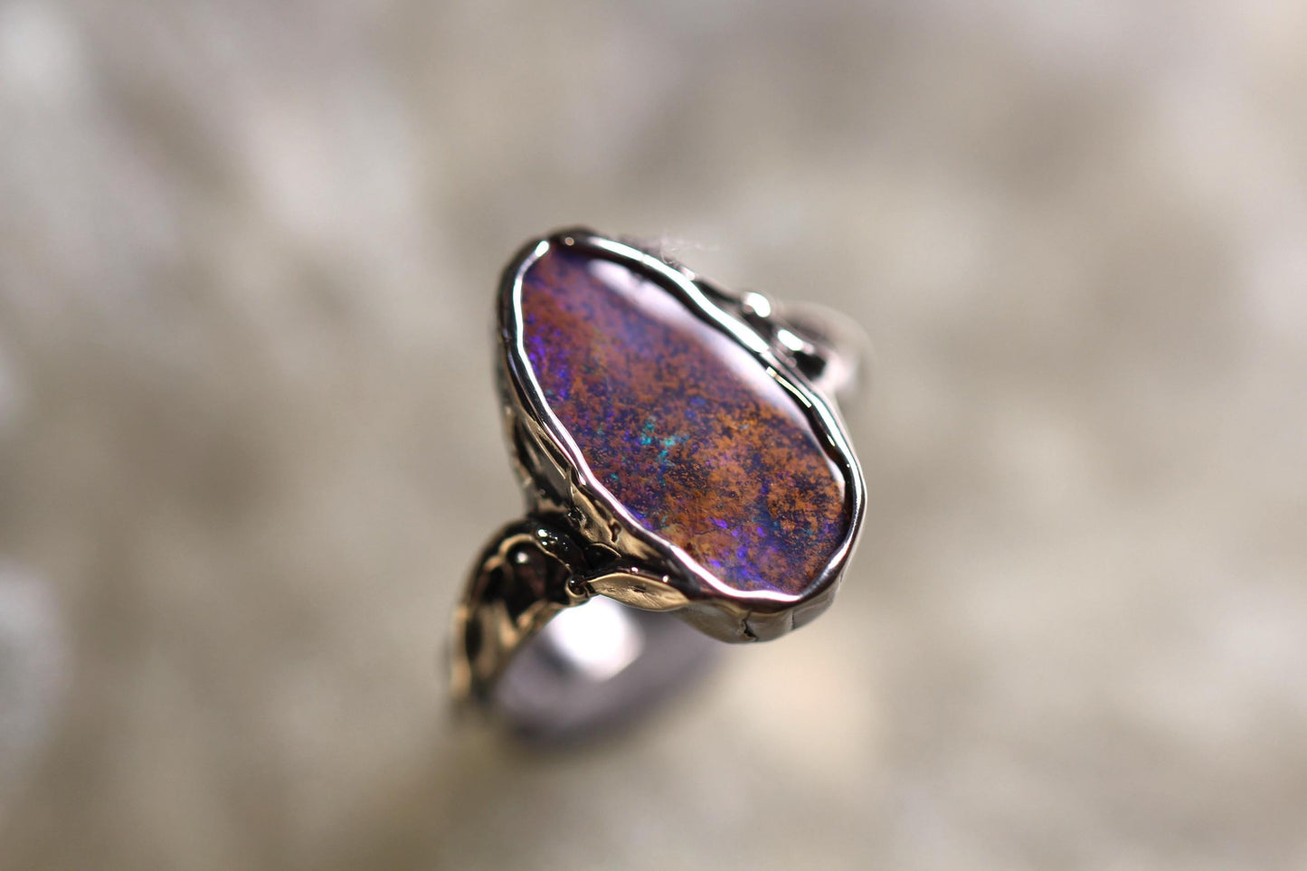 Boulder Opal and Sterling Silver Ring