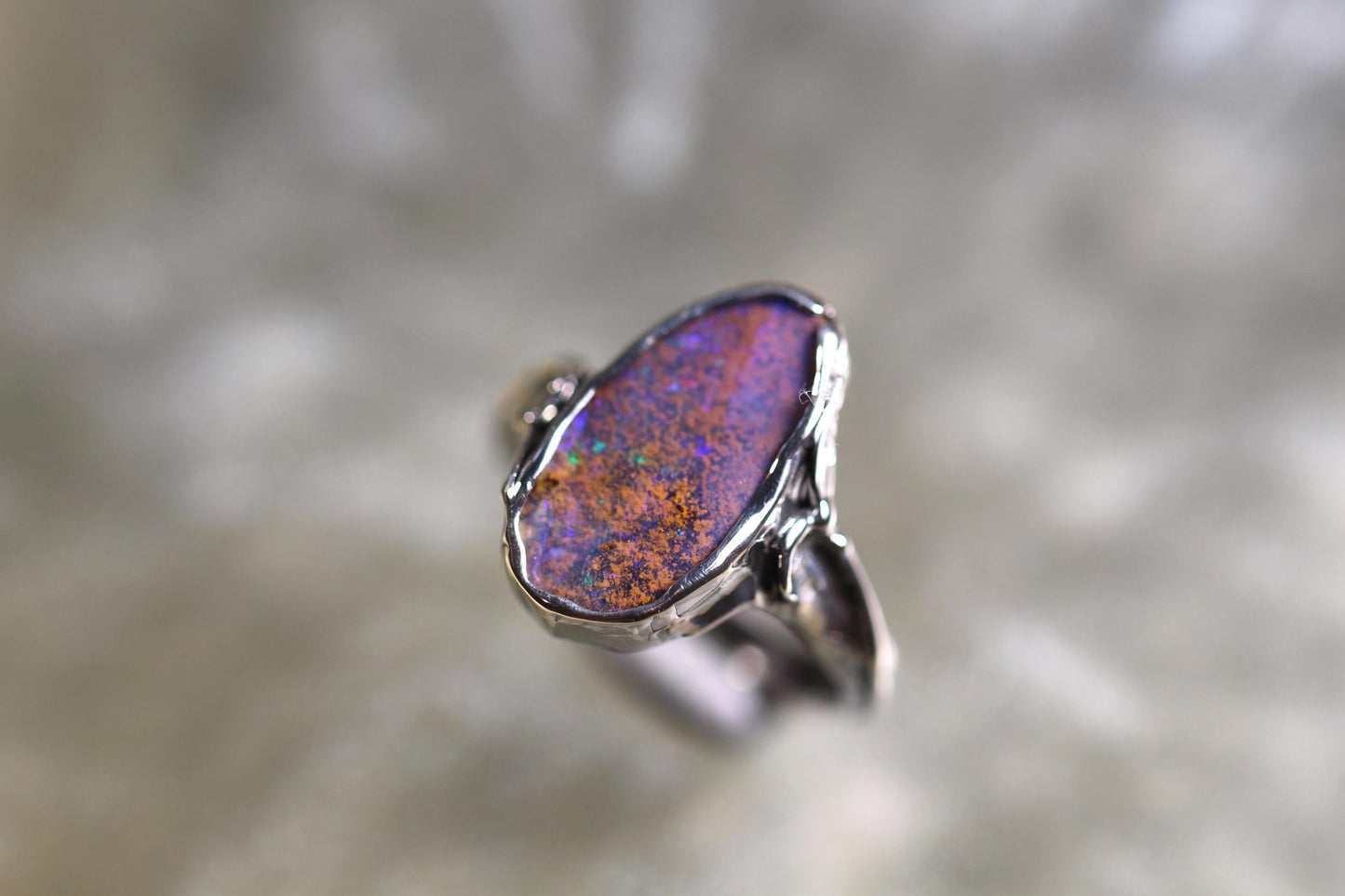 Boulder Opal and Sterling Silver Ring