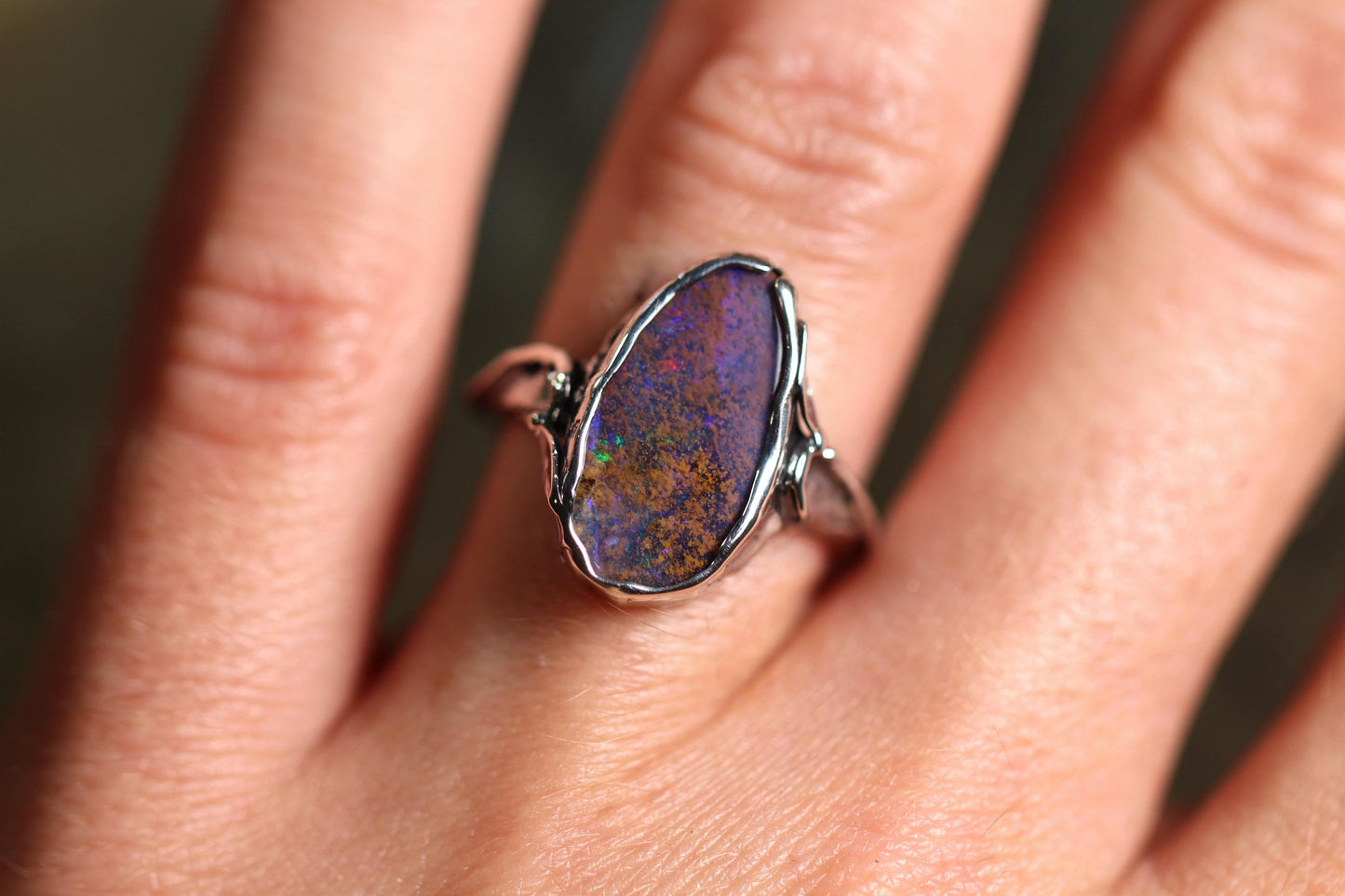 Boulder Opal and Sterling Silver Ring