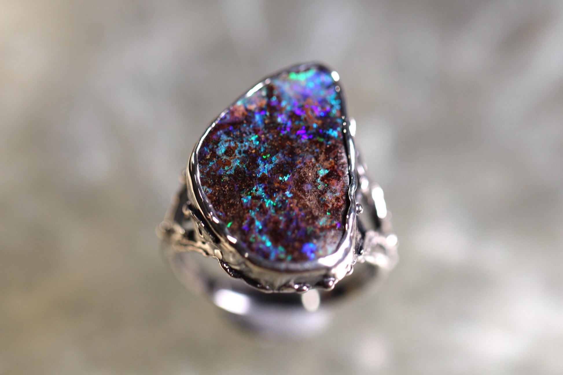 Boulder Opal and Sterling Silver Ring