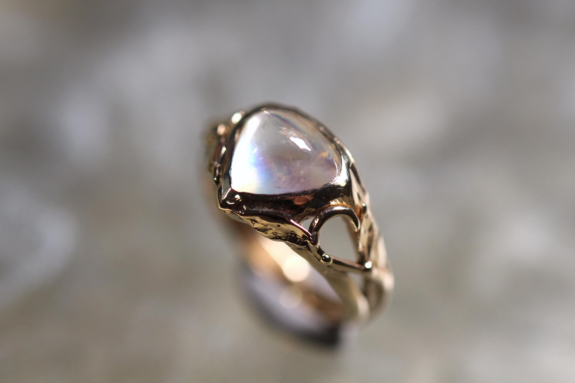 Moonstone and Solid 9ct Yellow Gold Ring