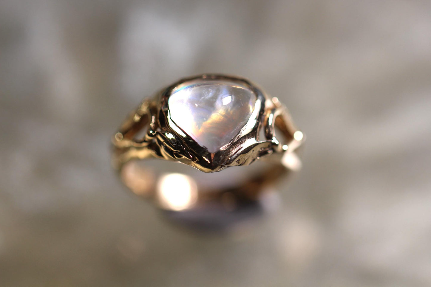 Moonstone and Solid 9ct Yellow Gold Ring