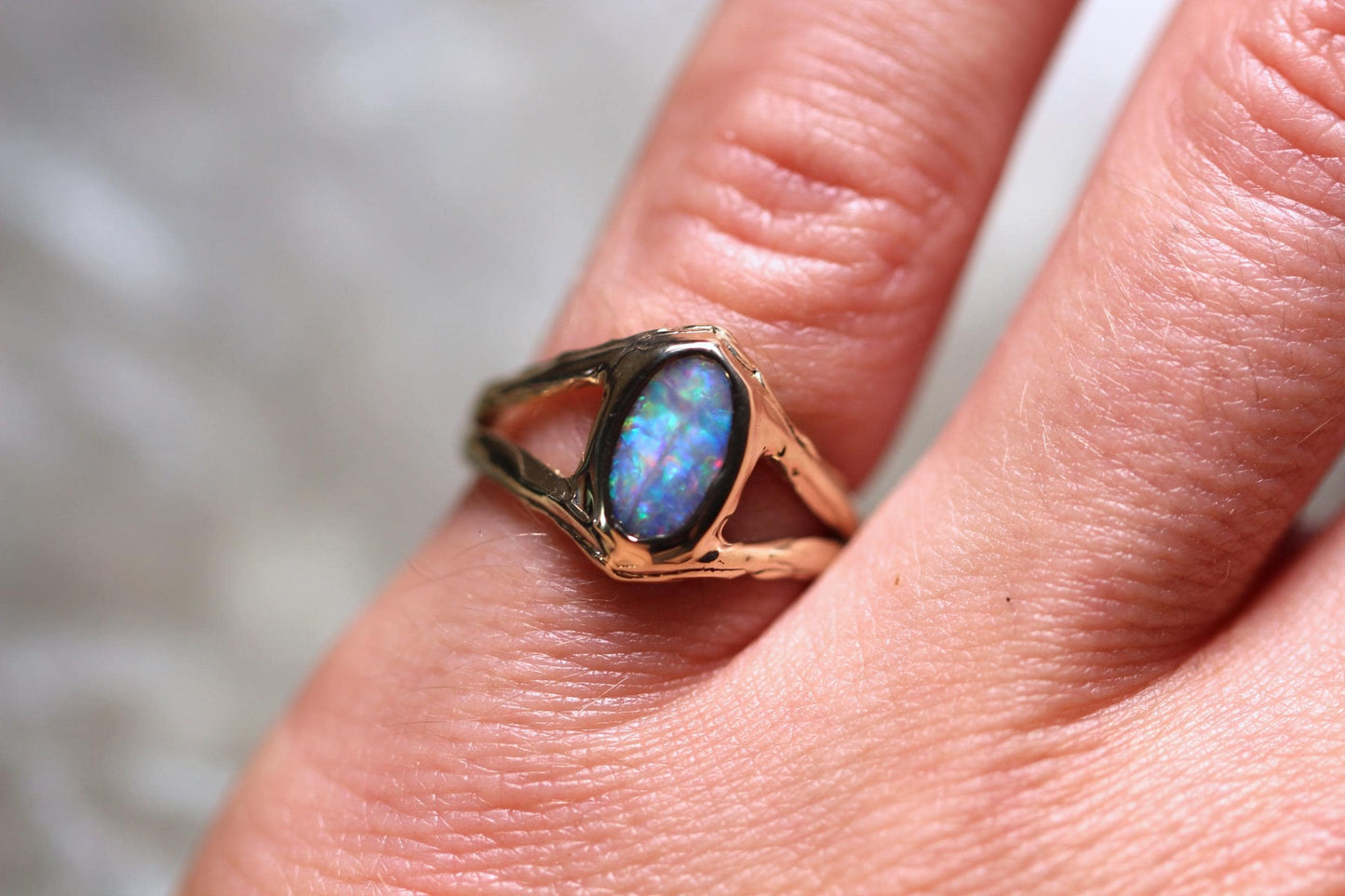 Boulder Opal and Solid 9ct Yellow Gold Ring