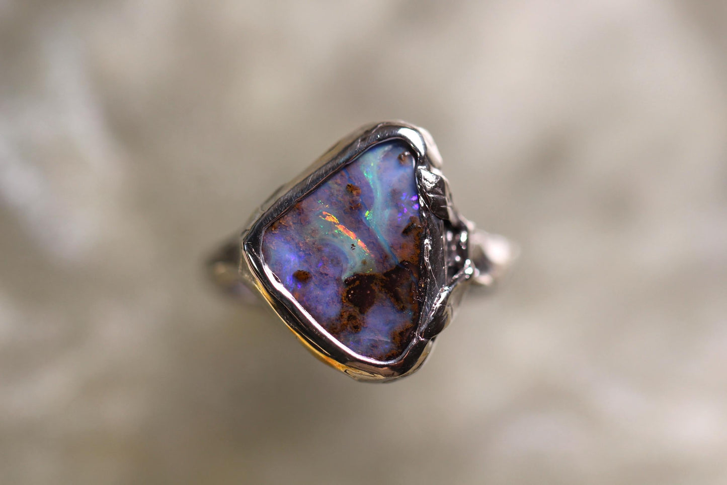 Boulder Opal and Sterling Silver Ring