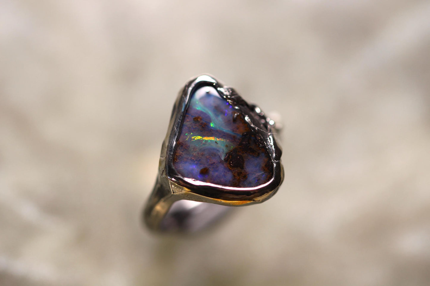 Boulder Opal and Sterling Silver Ring