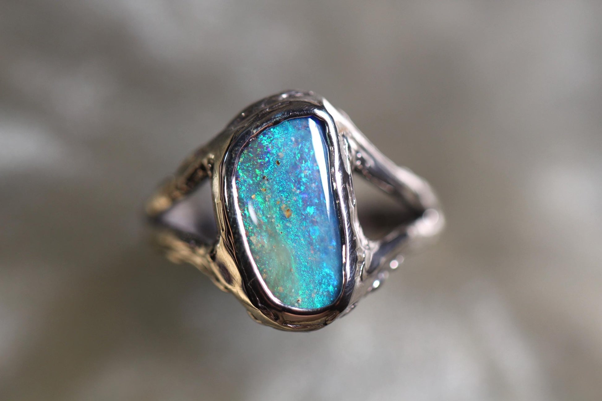 Boulder Opal and Sterling Silver Ring