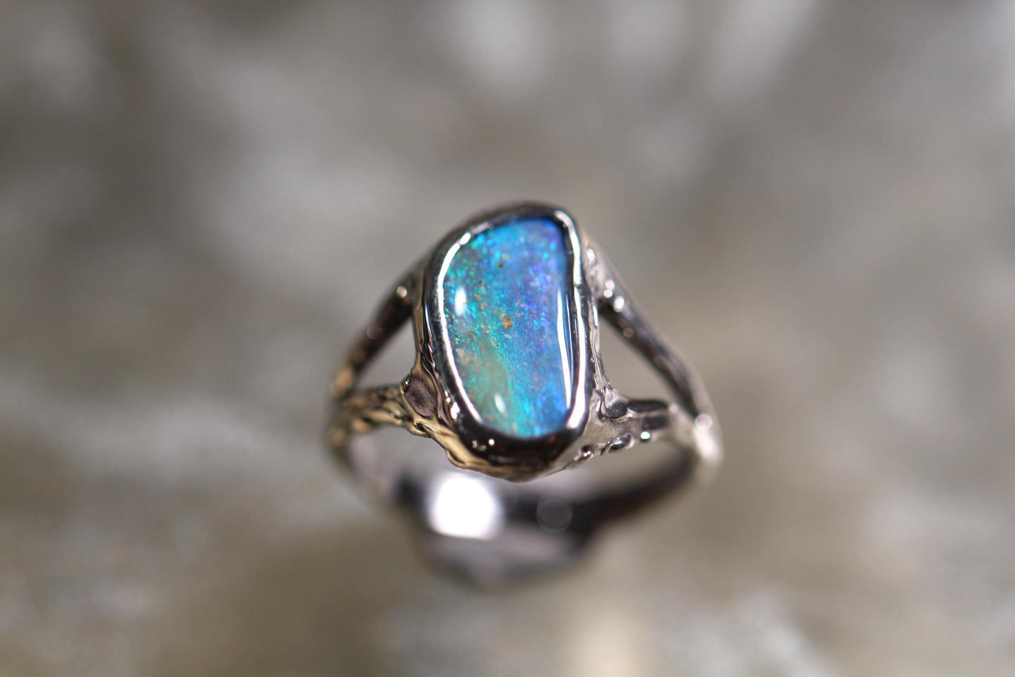 Boulder Opal and Sterling Silver Ring