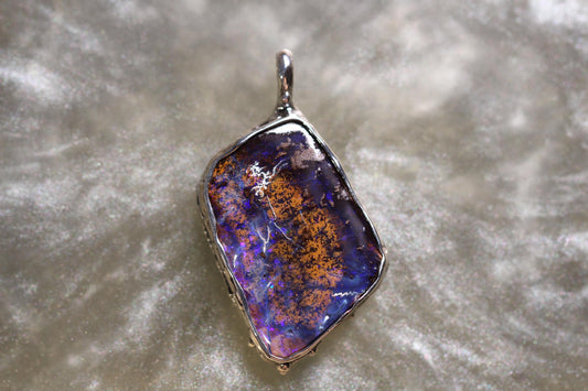 Boulder Opal and Sterling Silver Pendant