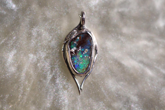 Boulder Opal and Sterling Silver Pendant