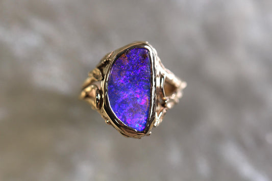 Boulder Opal and Solid 9ct Yellow Gold Ring