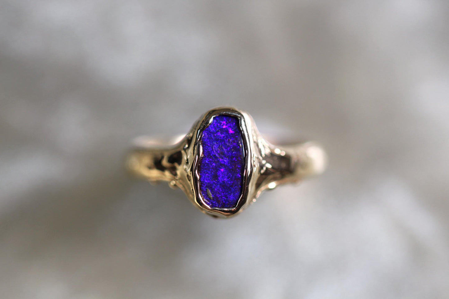 Boulder Opal and Solid 9ct Yellow Gold Ring