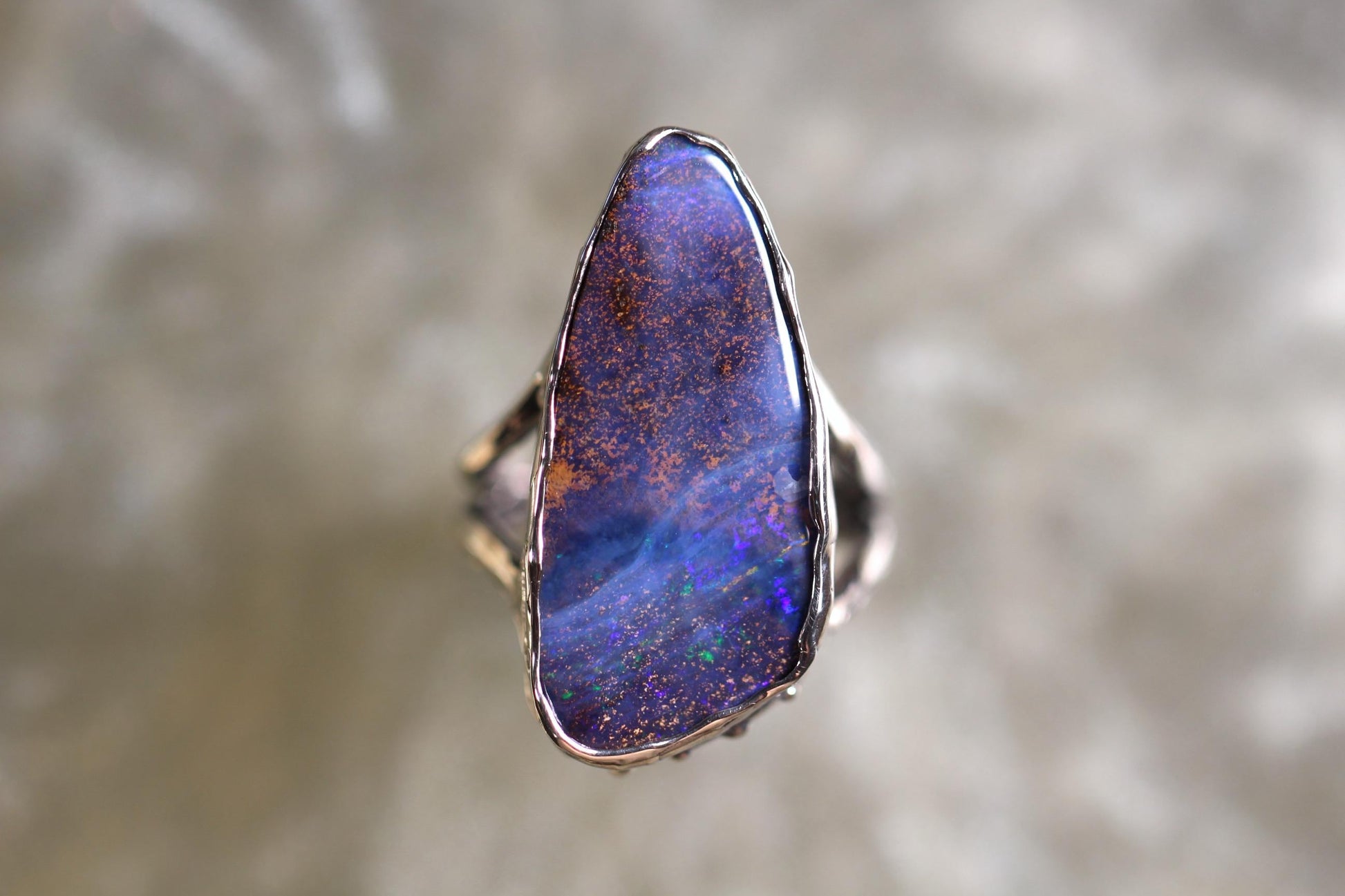 Boulder Opal and Sterling Silver Ring