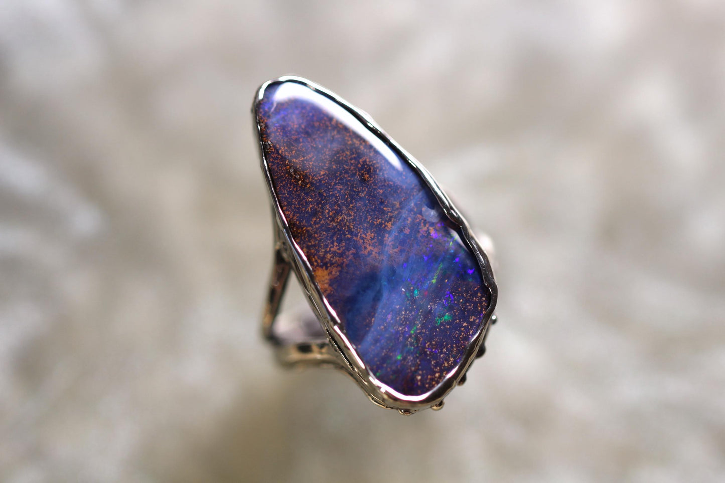 Boulder Opal and Sterling Silver Ring