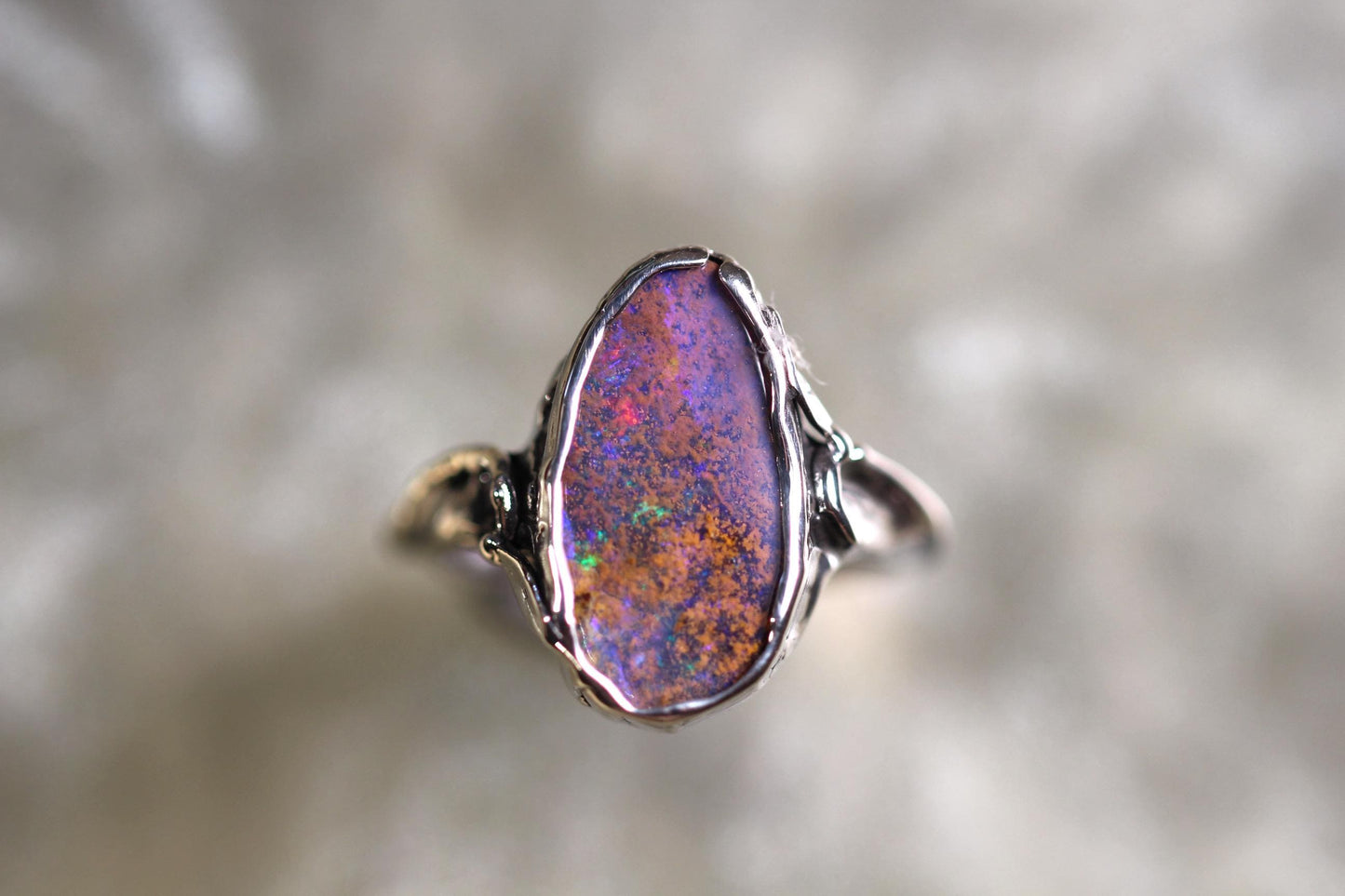 Boulder Opal and Sterling Silver Ring