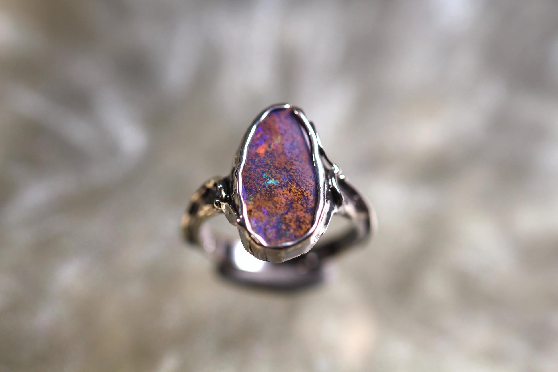 Boulder Opal and Sterling Silver Ring