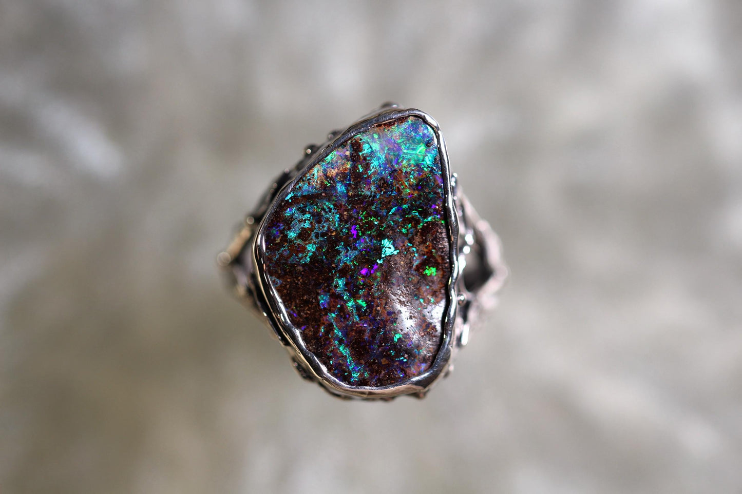 Boulder Opal and Sterling Silver Ring