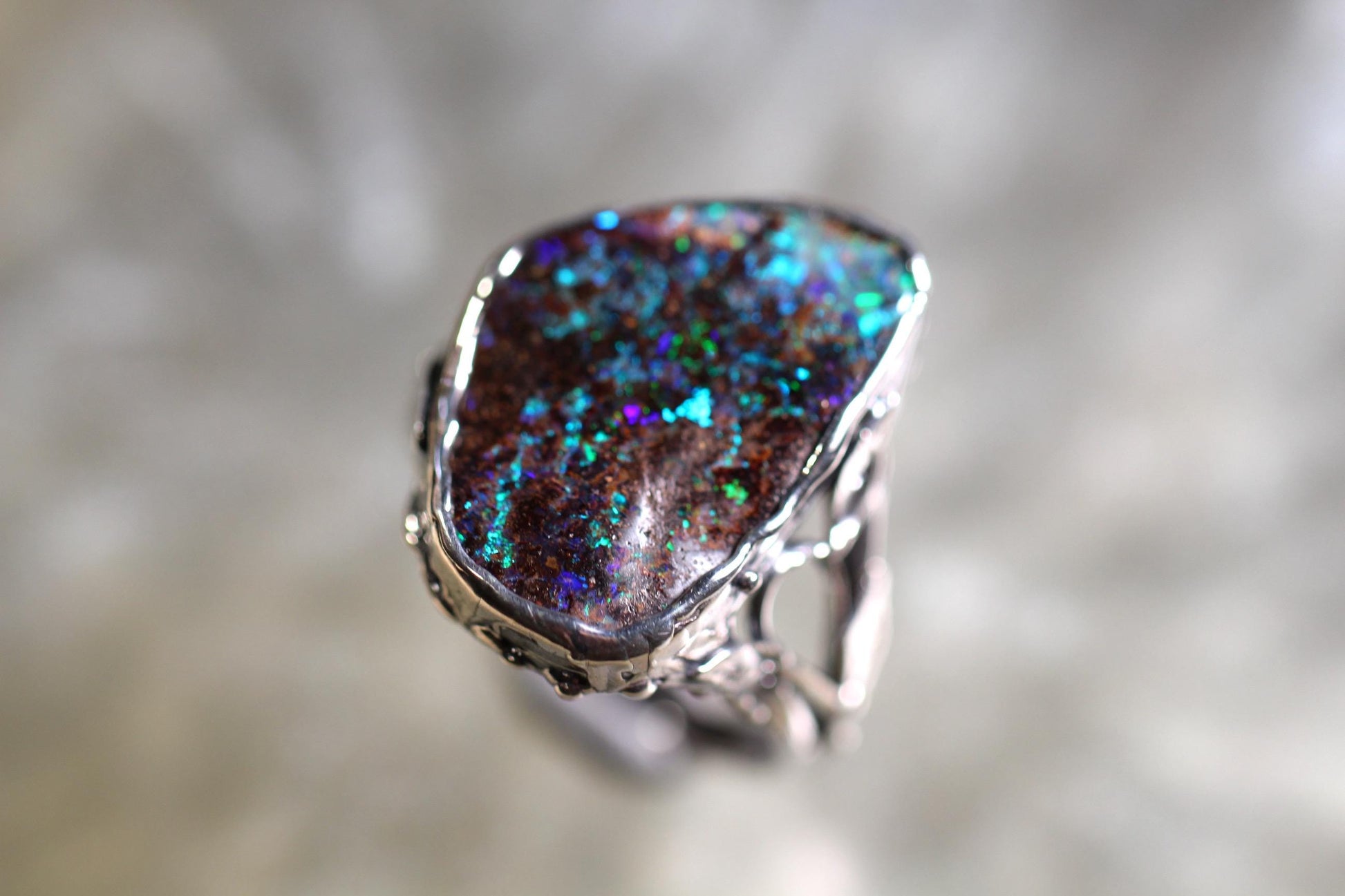 Boulder Opal and Sterling Silver Ring