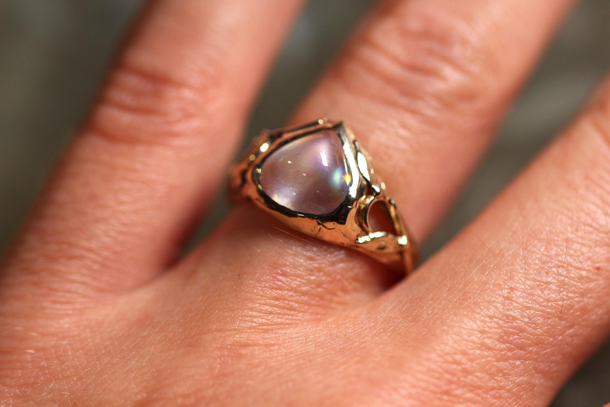 Moonstone and Solid 9ct Yellow Gold Ring