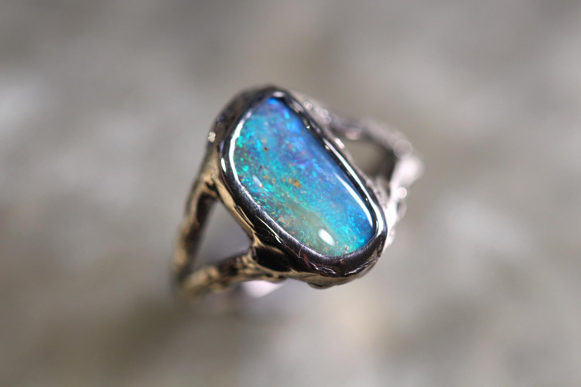 Boulder Opal and Sterling Silver Ring